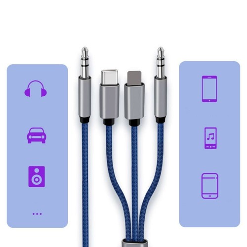 USB 2 in 1 Aux Audio Cable Type-c AUX Audio Extension Cord Car Speaker - Zdjęcie 10 z 13