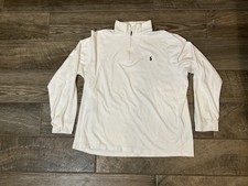 Vintage Polo Ralph Lauren 1/4 Zip Sweater Men's Size XXL White Blue Pony - Read