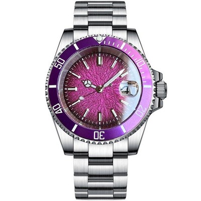 40mm Tandorio Purple Sterile Dial Japan NH35A Date Sapphire Automatic Mens Watch