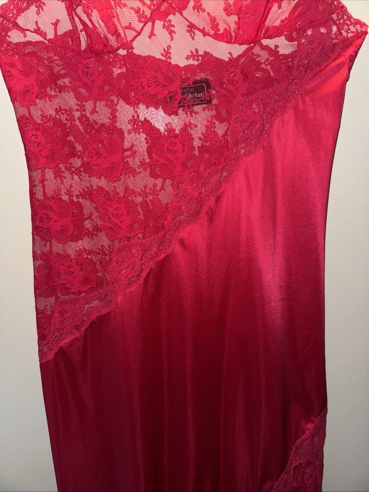 De Colección Bob Mackie For Glydons Vestido Sin Mangas Camisón, Encaje Rojo, Talla M, Elegante Sexy Foto 3 de 4