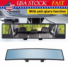 Universal 270mm Wide Angle Convex Interior Clip On Car Blue Rear View Mirror New