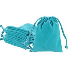 20Pcs Velvet Gift Bags 2.8 x 3.6" Velvet Drawstring Jewelry Pouches Peacock Blue