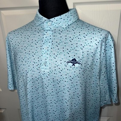 G Fore AYE POPPY TECH Jersey Golf Polo Shirt Mens XL Blue Dot Print Performance