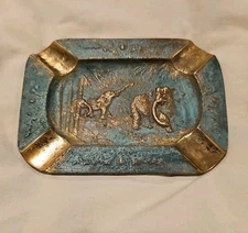 Vintage Unusual Elephant Mammoth Cigar Ashtray Heavy Brass bronze tobacciana