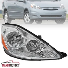 Right/Passenger Side Headlight Fits 2006-2010 Toyota Sienna Clear Lamp Assembly