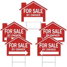 5 Pack for Sale by Owner Yard Sign 18x14 in Double Sided with H Stakes