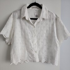 New Abercrombie Fitch Shirt Women s Small White Lace Scallop Sleeveless Eyelet