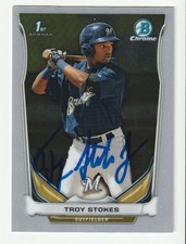 Troy Stokes Signed 2014 Bowman Draft Chrome Card CDP111 Auto Brewers COA