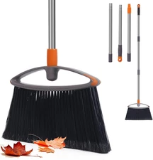 Enhanced Bristle Broom,Heavy Duty Broom with Collapsible Handle, Ideal for Cat P