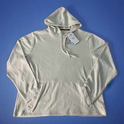 Zelos men s Evolution Waffle Knit Hoodie Ivory Heather-NWT Size L