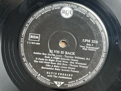 Elvis Presley Elvis Is Back! 英盤LP Mono深溝 Elvis Presley Elvis Is Back! 英盤LP Mono深溝