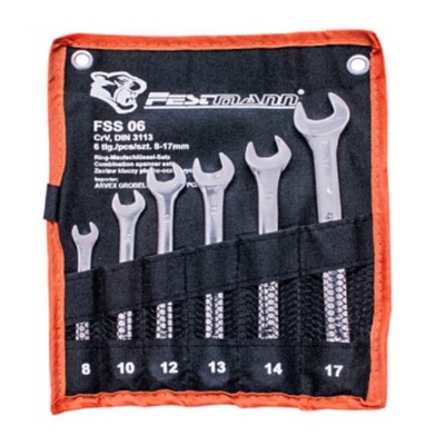 Festmann FSS06 Maul-Ringschlüssel Satz 6tlg 8-17mm CrV DIN 3113 im Etui