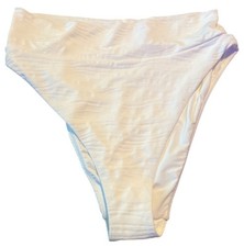 Aerie Womens High Cut Cheeky Ribbed Bikini Bottom White NWOT L