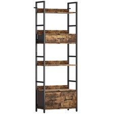 Industrial Bookshelf with 4 Shelves and 3 Fabric Drawers Rustic Brown/Black