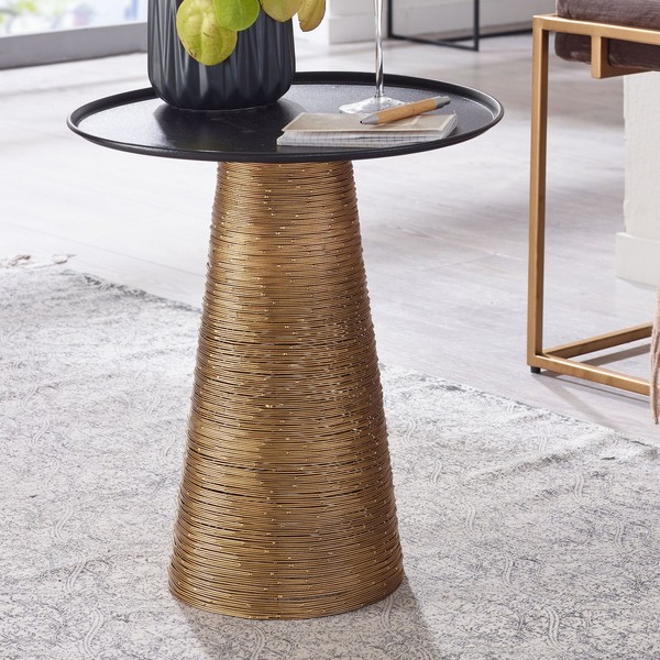 Beistelltisch FineBuy Sofatisch Metall Ø 40 Cm Tisch Wohnzimmertisch Rund Gold-image