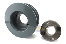 Cast Iron 4.5" Dual Groove Pulley Belt B Section 5L with 1-3/8" Sheave Bushing