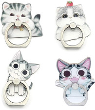 4Pcs Phone Ring Holder Stand, Cute Dogs Cats Animal 360 Rotation Finger Ring ...