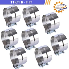 8PCS 5" Stainless Steel Butt Joint Exhaust Band Clamp Sleeve for Exhaust Pipe