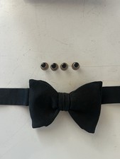 Holly Vogue Black Solid Bow Tie Set with Shirt Studs in Original Box