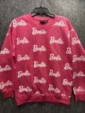 Barbie Sweatshirt with the Barbie Name All Over Front and Back--Size L.  NWOT