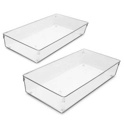 Clear Drawer Organizer Large BPA-Free Storage Tray 2 Pack