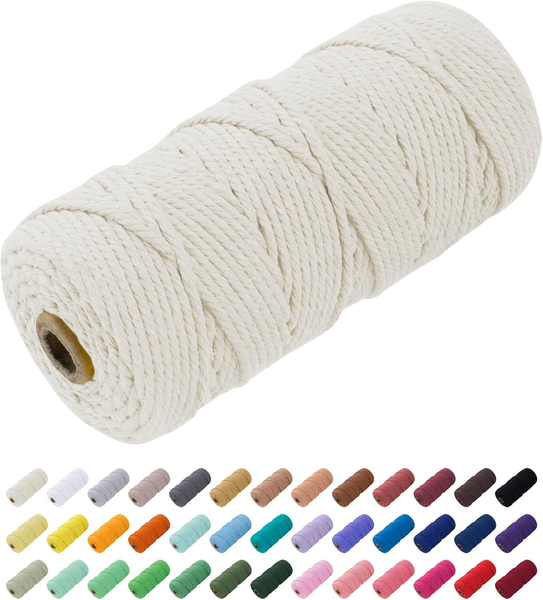 Makramee Garn 3Mm X 100M, Baumwollkordel Farbig Baumwollgarn Geflochten Baumwoll-image