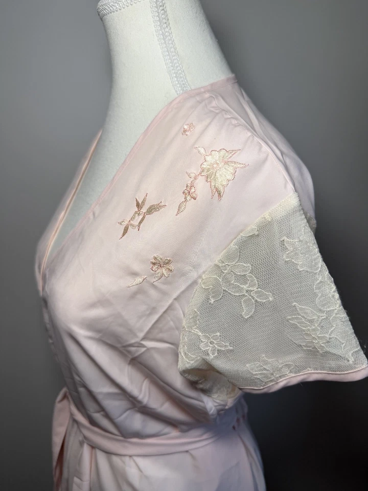 JOSIE NATORI Vestido de Encaje Floral Color Rosa y Blanco CAMISÓN Pijama PJ Foto 4 de 4