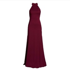 Hayley Paige Occasions Burgundy Maxi Gown choker Size 6