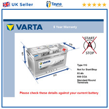 Battery fits AUDI A3 A2 S3 TT A4 S4 RS6 A6 Q5 A4 Allroad S6 Varta 110