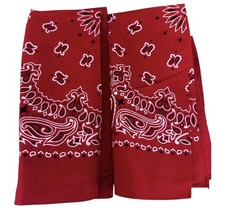 2 Vintage Red Bandana Handkerchief 100 Cotton Hav-a-Hank RN 15187 NEW