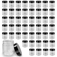 50 Pack 4 oz Clear Plastic Jars with Lids - Small/Mini Containers for Slime, Oin