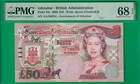 Gibraltar 50 pounds 2006, P34a, Superb Gem UNC *68* EPQ, Top Pop @ PMG & ebay!