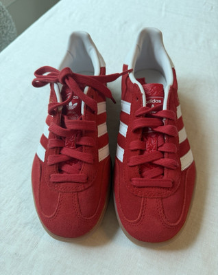 adidas Gazelle Kids Red/White Suede Low Top Sneakers US 4 EU 36 UK 3.5