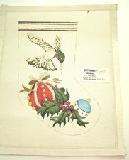 Hummingbird Stocking Hand Painted Needlepoint Canvas Vintage Bettieray Designs