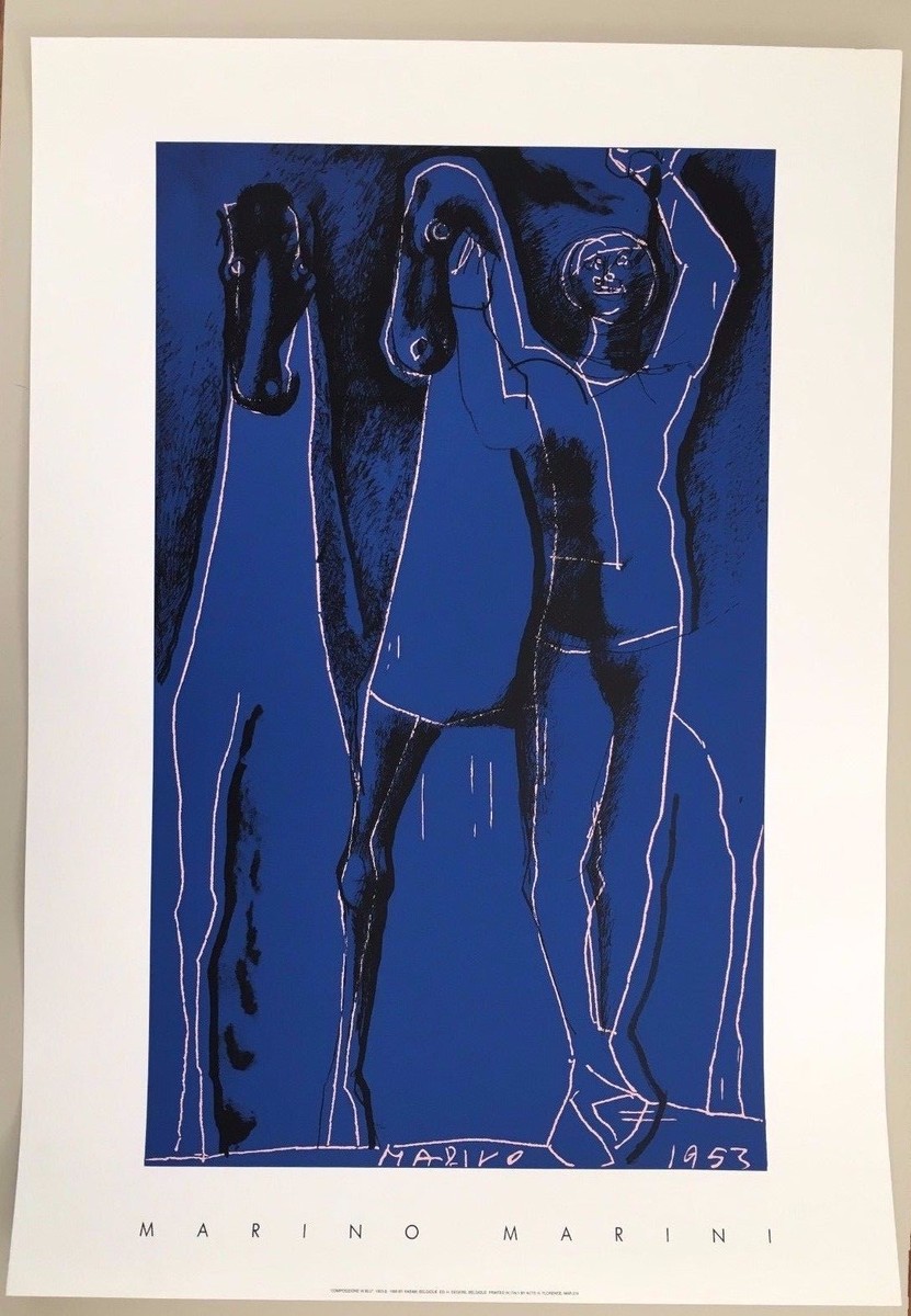 Marino Marini、scomposizione、希少画集画 MARINO MARINI,'COMPOSIZIONE IN BLU,1953' RARE 1998