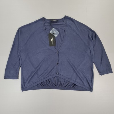 Weekend Max Mara Damen Strickjacke dunkelblau klein Seide Leinen weicher Strick