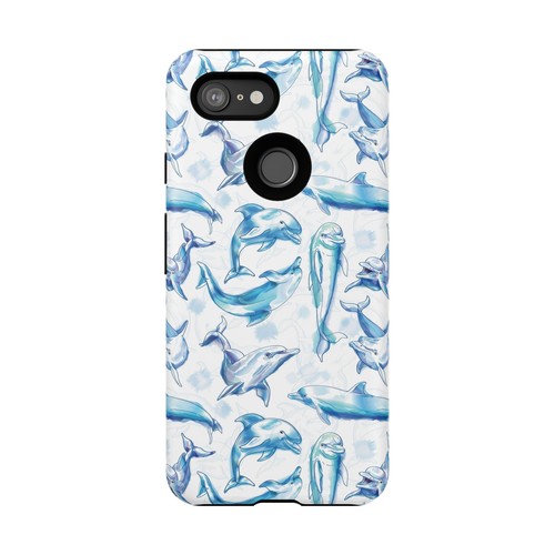 Dolphin Splash Phone Case - Soft Blue Watercolor Style Art - Wrap Print - Picture 111 of 177