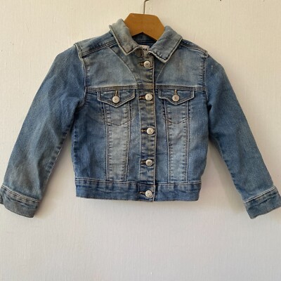 Sonoma Jean Jacket Kids Girls Size Medium Wash Denim Coat Button Front 
