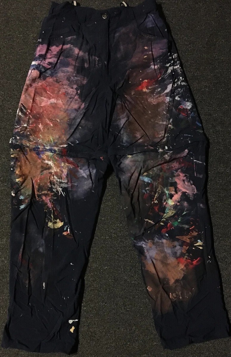 Vtg The North Face Thrashed Paint Splatter Convertible Pants