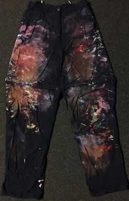 Vtg The North Face Thrashed Paint Splatter Convertible Pants 10 Grunge Punk 90s