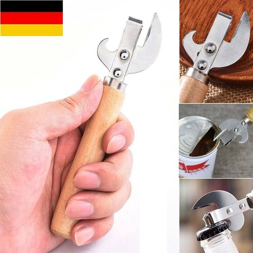 Traditioneller altmodischer Stab-Dosenöffner aus Edelstahl mit Korkenzieher-. - Picture 2 of 12