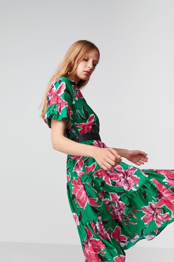 Zara SS19 Floral Print Belted V-Neck Dress 2644/333 NWT | eBay