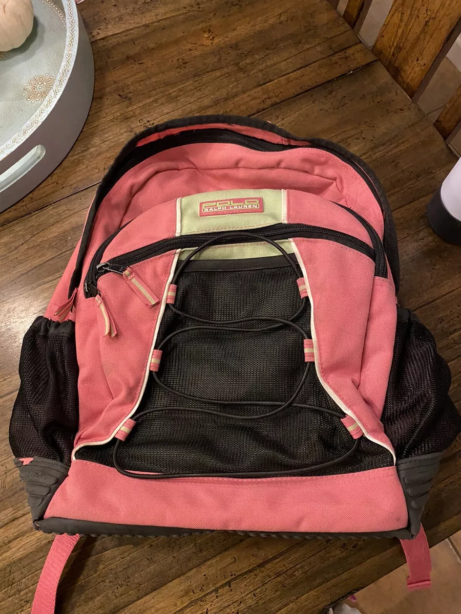 POLO Ralph Lauren Backpack Pink Green w Rubber Accents EXC eBay