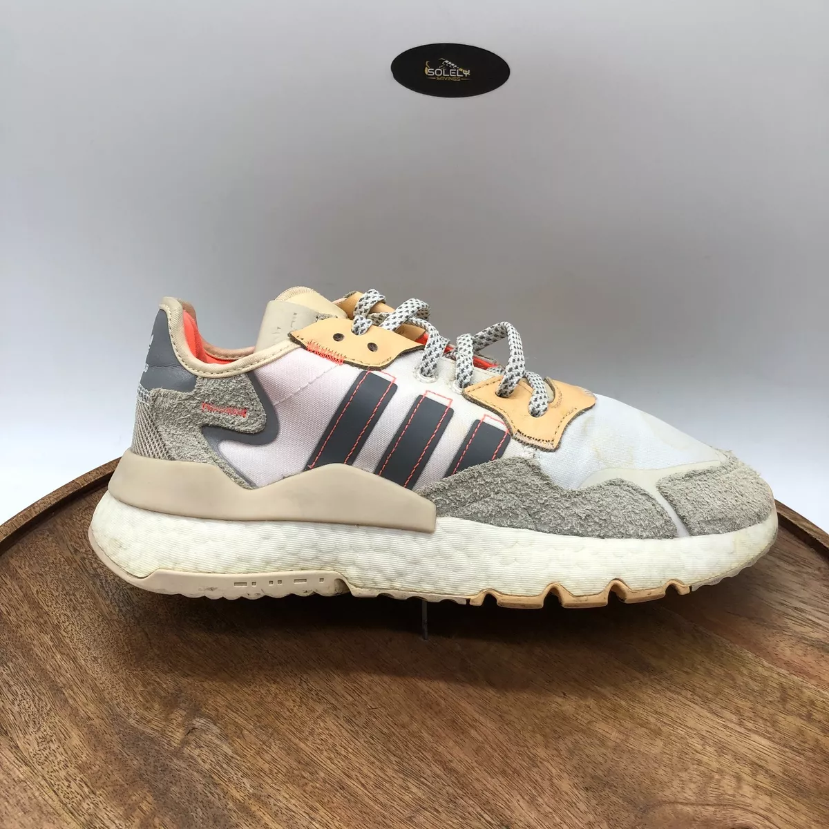 Adidas Nite Jogger Boost Women 8.5 White Glow Orange Comfort Shoes