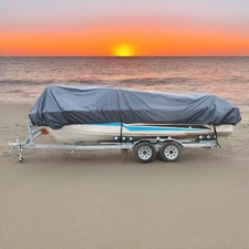 Boat Cover Heavy Duty Trailerable Fishing Ski Bass V-Hull Runabouts Waterproof