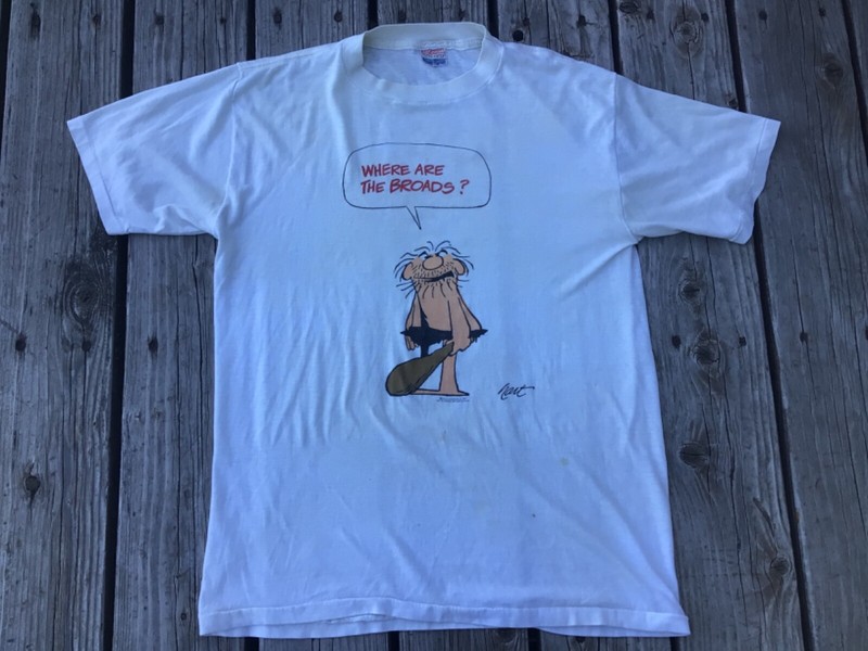 RARE 80s USA Made BC Comics Johnny Hart “WHERE ARE THE BROADS ?” SS T-shirt XL