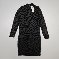 I Saw It First Womens Dress Black 12 UK Mesh Bodycon Zebra Mini Short