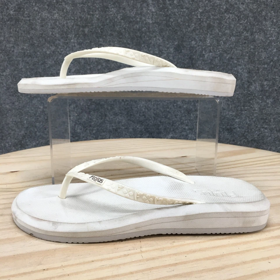 Босоножки Flojos женские 7-8 шлепанцы белые повседневные комфортный носок туфли на плоской подошве с открытым носком - Изображение 2 из 4