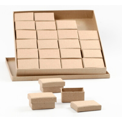Pappmaché Pappschachteln 24er Set 5 x 7 cm, 3,5 cm hoch auch als Adventskalender