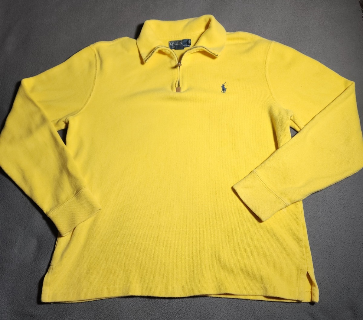 Polo Ralph Lauren maglione uomo giallo medio pullover quarto zip felpa pony